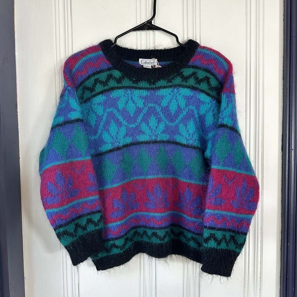 Vintage Gallagher Mohair Blend Patterned Sweater